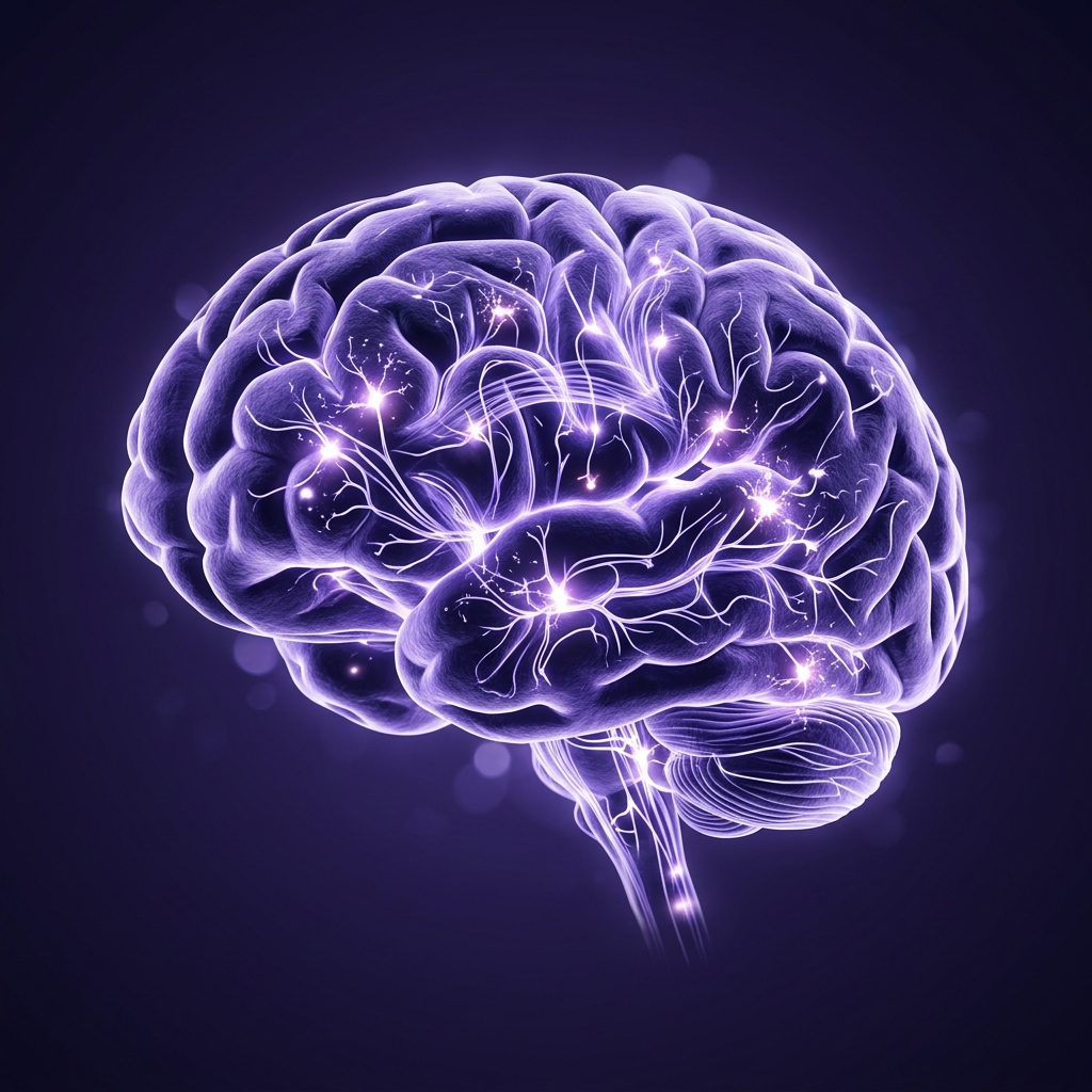 3D brain neurology illustration showing active nerve networks and synapse pathways at Dr. KMH Headache Clinic, Chennai